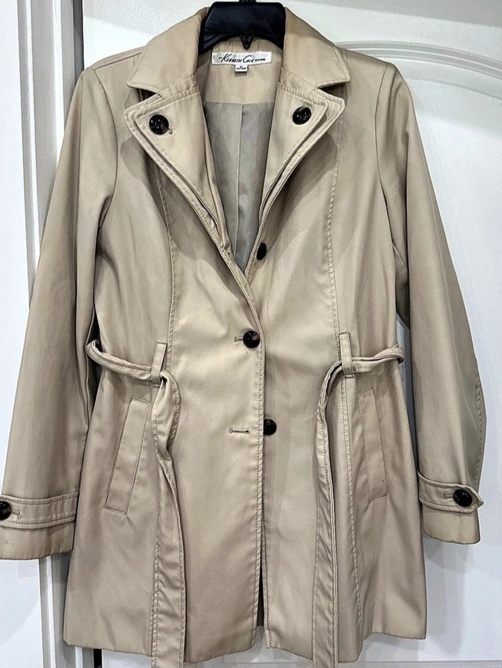 Kenneth Cole New York Belted Trench Coat Beige Medium